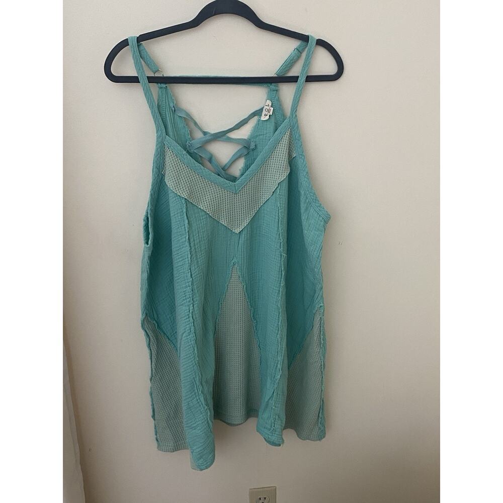 Pol Women’s Plus Size Tank Top Size XL Teal/Aqua Summer Festival Boho Casual - Picture 2 of 5